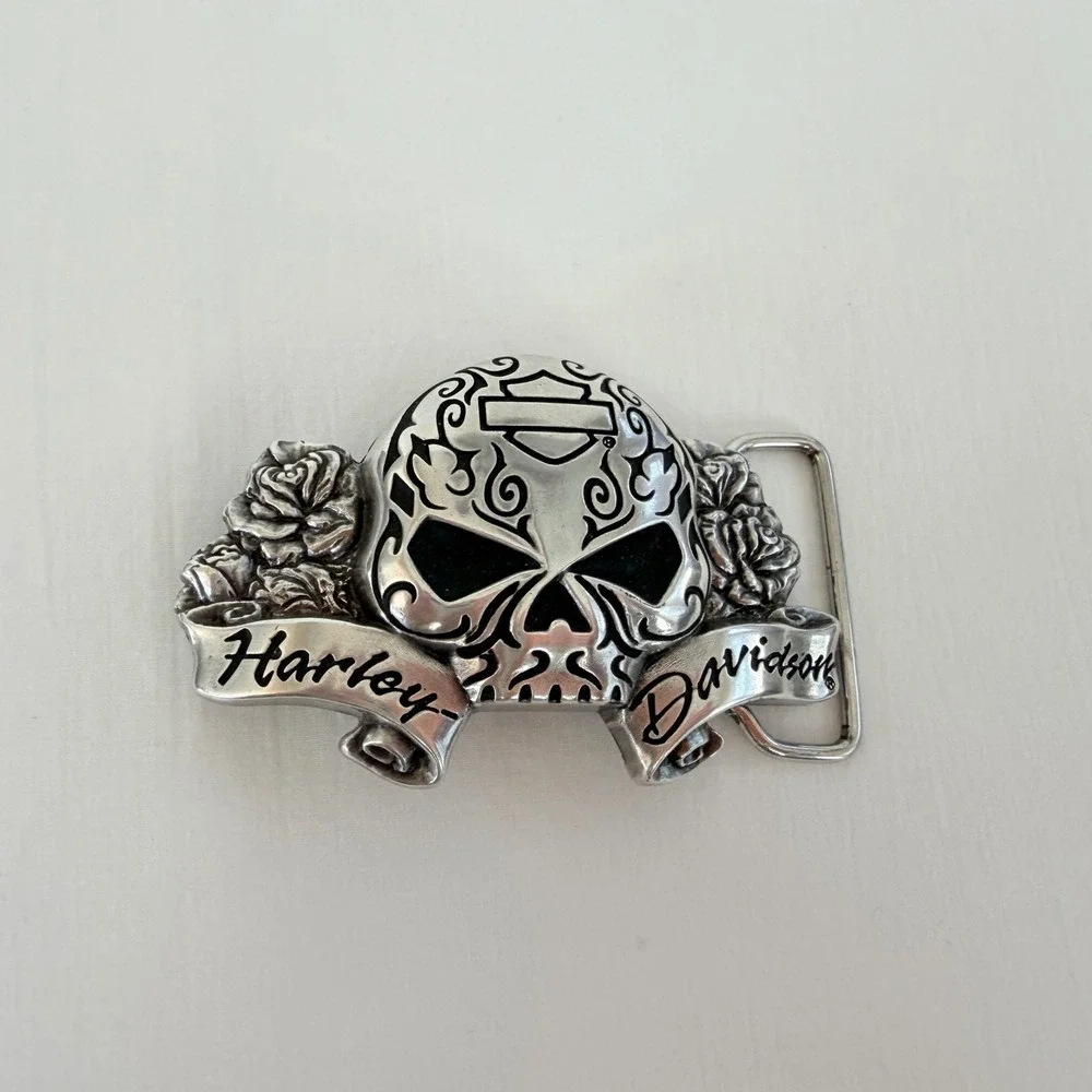 Harley-Davidson Belt Buckle Unisex Silver Sugar Skull 2013 Rose Biker Accessory